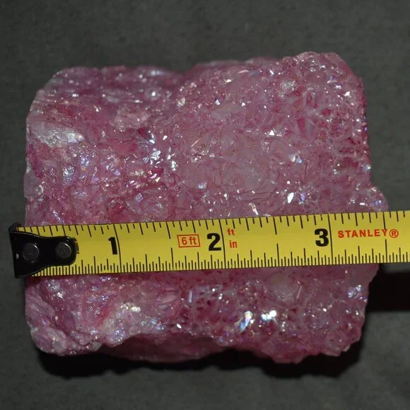 Large OOAK Pink Dyed Natural Aura Quartz Crystal Cluster - witchy mystical decor